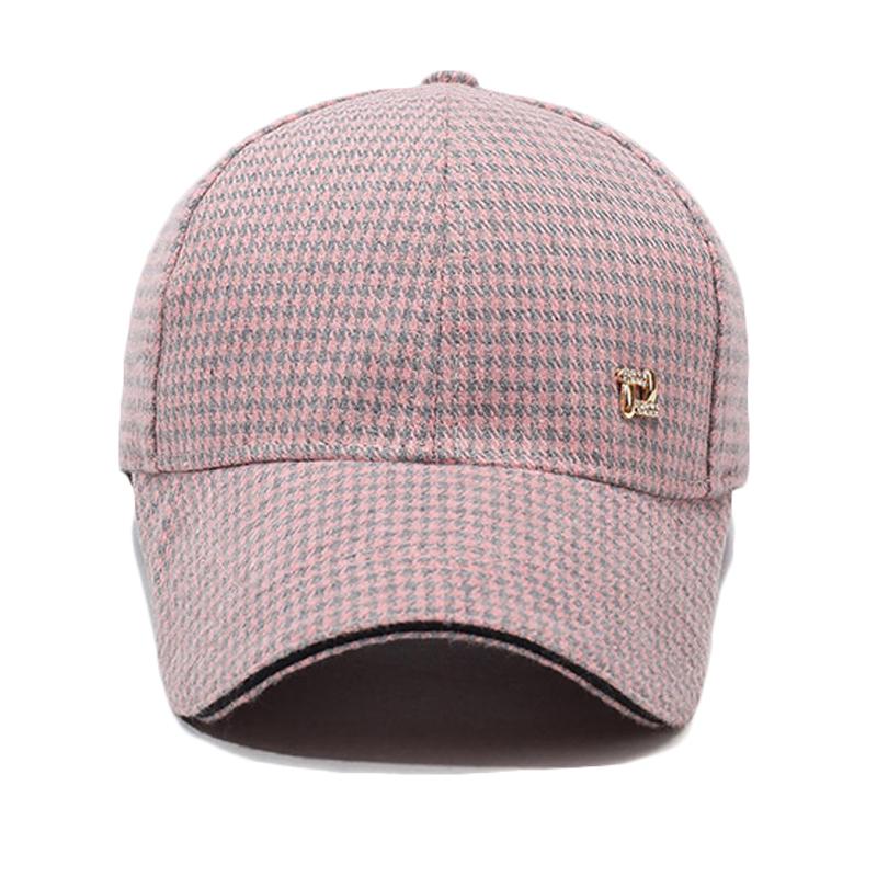 Клетчатая теплая кепка-зонтик женская шерстяная бейсболка весна-осень с рисунком «гусиная лапка»