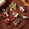 Vintage Christmas Brooch European and American Style Enamel Christmas Tree Santa Claus Snowflake Brooch Pin Boots Snowman Bell Ornament