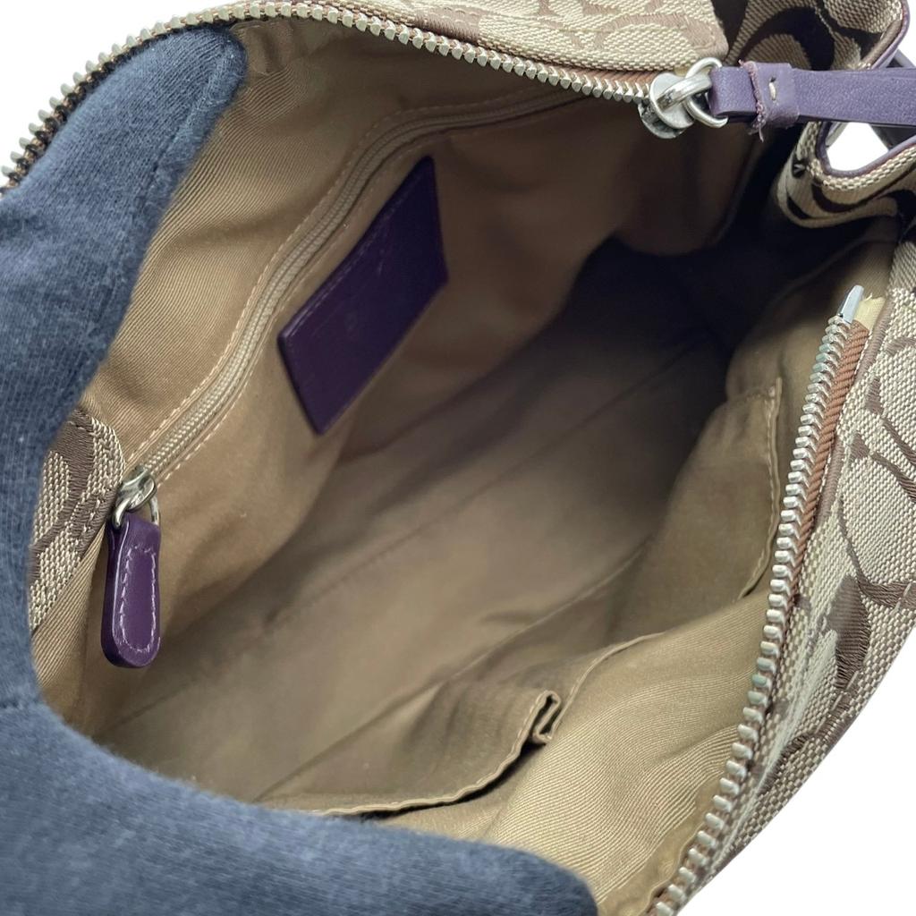 Used COACH Handbag Hamptons Signature CarryallHandbag beige/purple canvas/leather Women