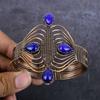 Lapis Lazuli Gemstone Handmade Copper Wire Wrap Cuff Bangle Adjustable H6n75
