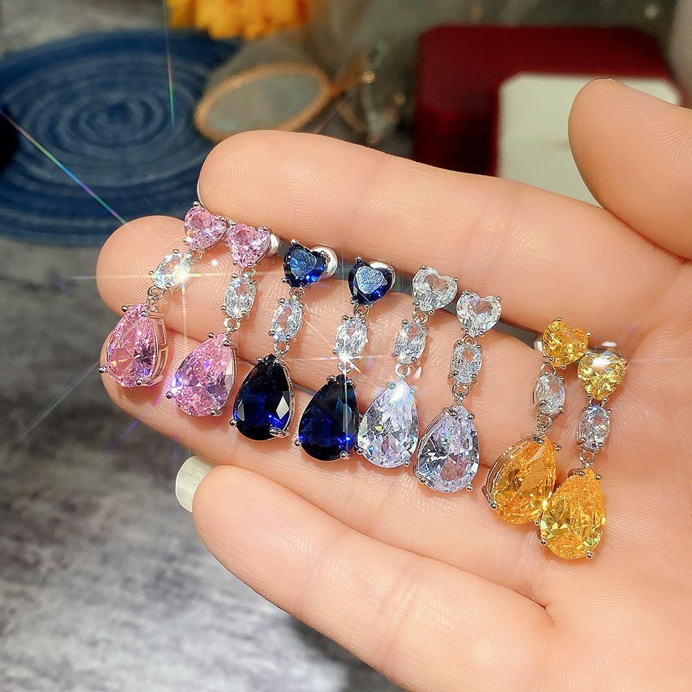 Exquisite Pink Zircon Waterdrop Earrings for Women - Early Spring Collection