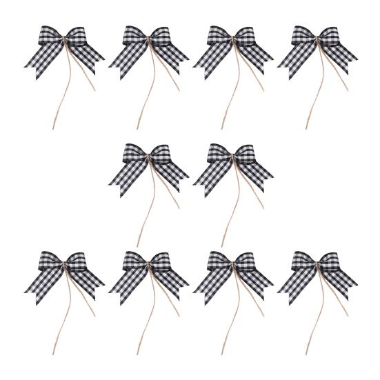 10 шт./компл., рождественский плед из конопли, многоразовый бант, красный, черный, белый цвет, веревка, рождественская елка, подарочная коробка, венок