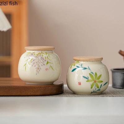 Нарисованная вручную подглазурная цветная банка для чая, ретро-керамическая влагостойкая банка, портативная герметичная банка, коробка для чая, креативный контейнер для хранения чая