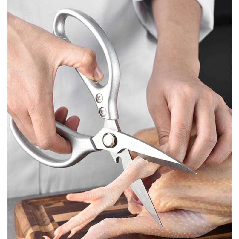 Kitchen Scissors Stainless Steel Multi Function Food Shears Ultra Sharp Utility for Meat Fish Chicken Pizza Salad BBQ, Heavy Duty