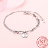 Классический браслет из стерлингового серебра 925 пробы с нерегулярным смайликом и бисером наручники, простой браслет на цепочке для девочек