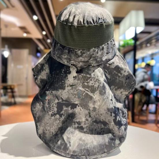 Outdoor Hat with Removable Mosquito Mesh Shawl Design Wide Brim UV Protection Climbing Hat Waterproof Fabric Foldable Hat