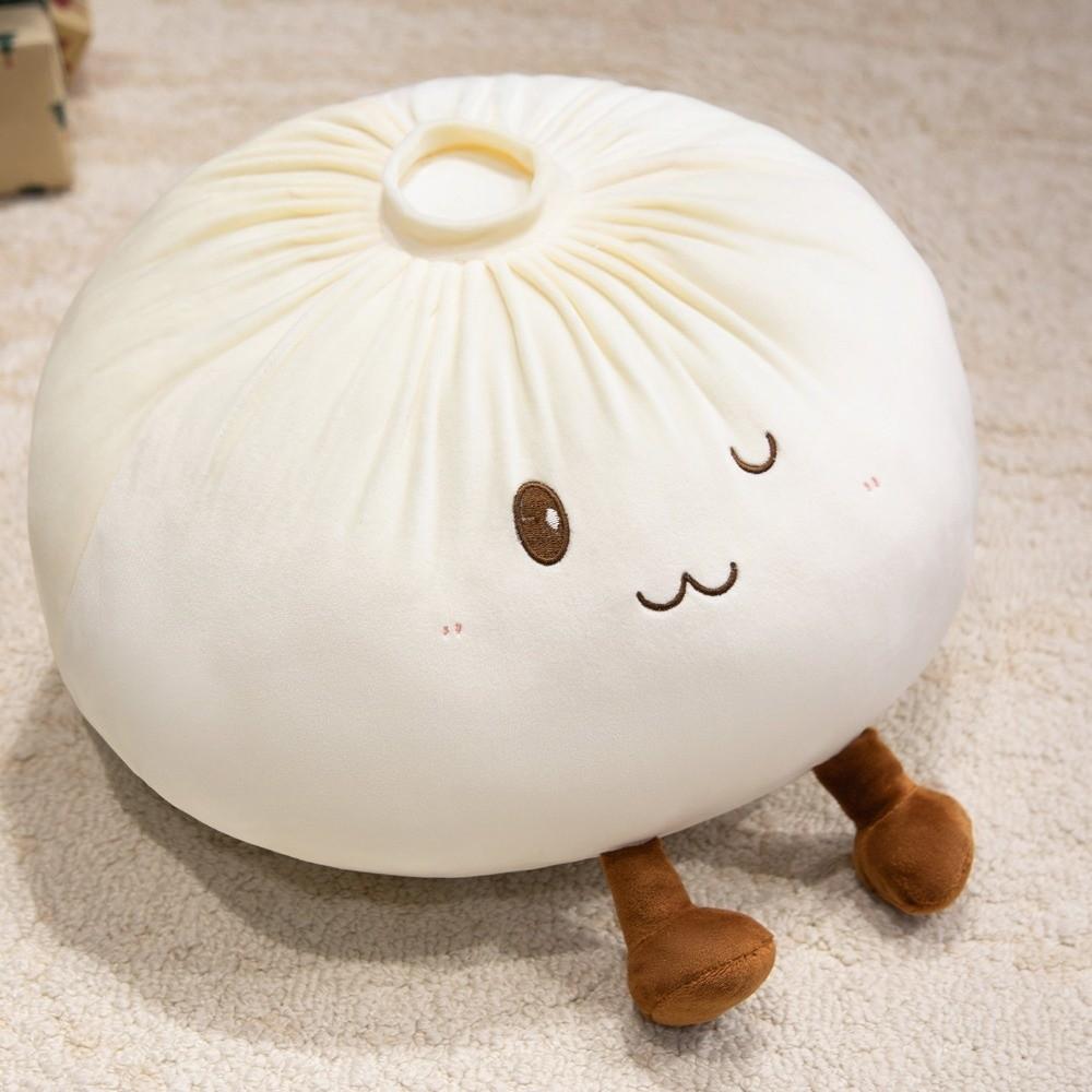 Super Soft Plush Material Steamed Bun Plush Pillow Fluffy Comfortable Stress Relief Food Shaped Hug Pillow PP Cotton Filled