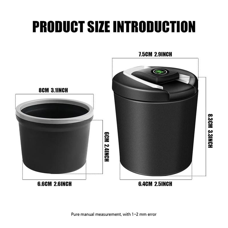 Car Cigarette Ashtray LED Light Detachable Smoke Ashes Holder For Skoda Superb Octavia Kodiaq Enyaq Kamiq Yeti Scala Fabia Rapid
