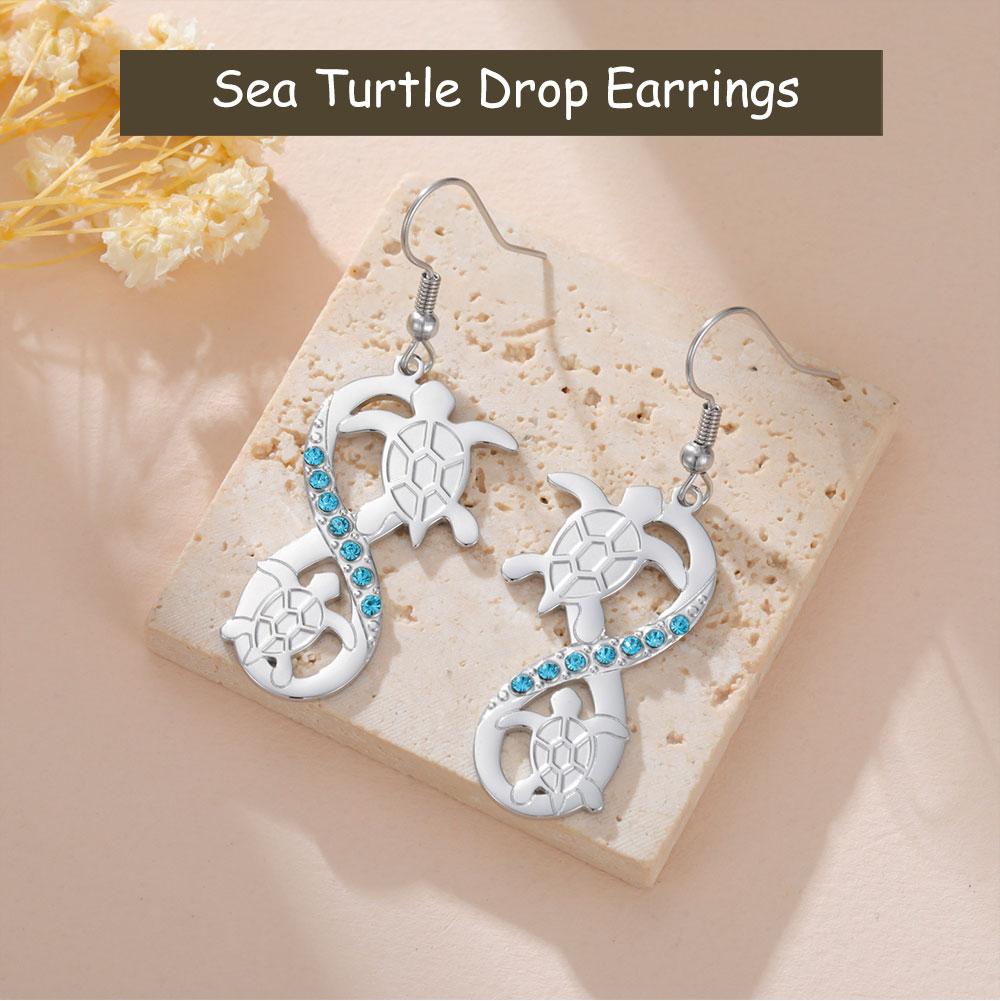 Cazador Sea Turtle Drop Earrings for Women Trendy Blue Zircon Dangle Earrings Stainless Steel Ocean Animals Jewelry Gifts