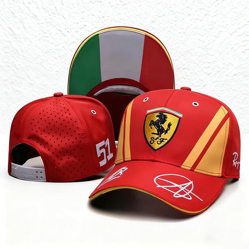 Embroidery Emblems For Ferrari F1 Team Racing Baseball Cap High-end Fashion Men's and Women's Hats Adjustable Outdoor Casual Hat JG8