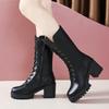 Новые Изысканные Женские Ботинки Толстый Каблук Средняя Подошва Короткие Ботинки Модные Трендовые Повседневные Красивые Мотоциклетные Ботинки