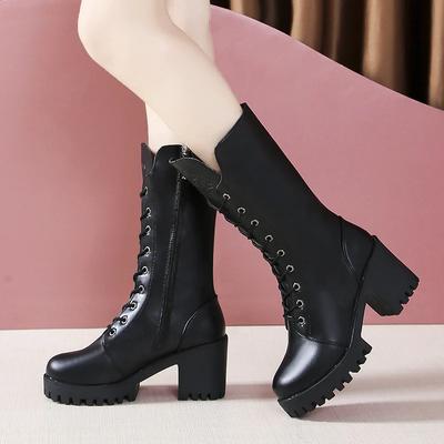 Новые Изысканные Женские Ботинки Толстый Каблук Средняя Подошва Короткие Ботинки Модные Трендовые Повседневные Красивые Мотоциклетные Ботинки