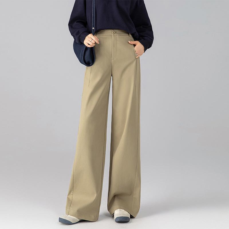 Zhengzhou Women's Curved Blade Wide-Leg Pants - Loose, Versatile Spring Fashion Pear Shape Trousers.