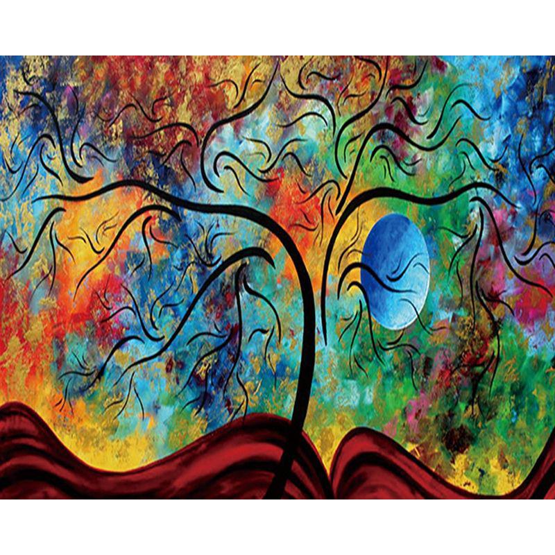 5D DIY Алмазная картина Абстрактное дерево Пейзаж Полный дрель Круглая алмазная мозаика Изображение Стразы Вышивка