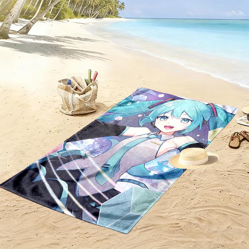Hatsune Miku 2D Flat Print Beach Towel, Large Soft Quick Dry Towel for Beach Camping Swimming.NSTJ0928433