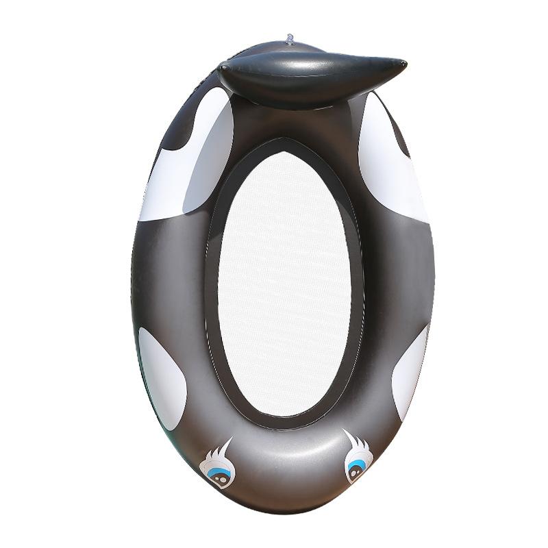 New Inflatable Black Whale With Net Hammock Adult Water Lounge Chair With Backrest Floating Bed Floating Hammock Swimming Ring Quality