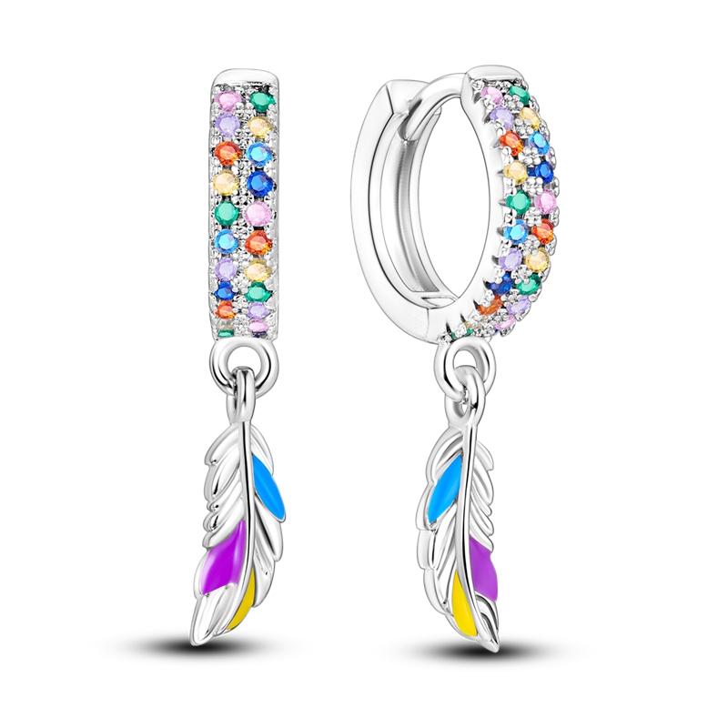 New 925 Sterling Silver Earrings Crystal Me Pave Circular U-shape Stars Hoop Earring for Women Making Jewelry Gift Dropshipping