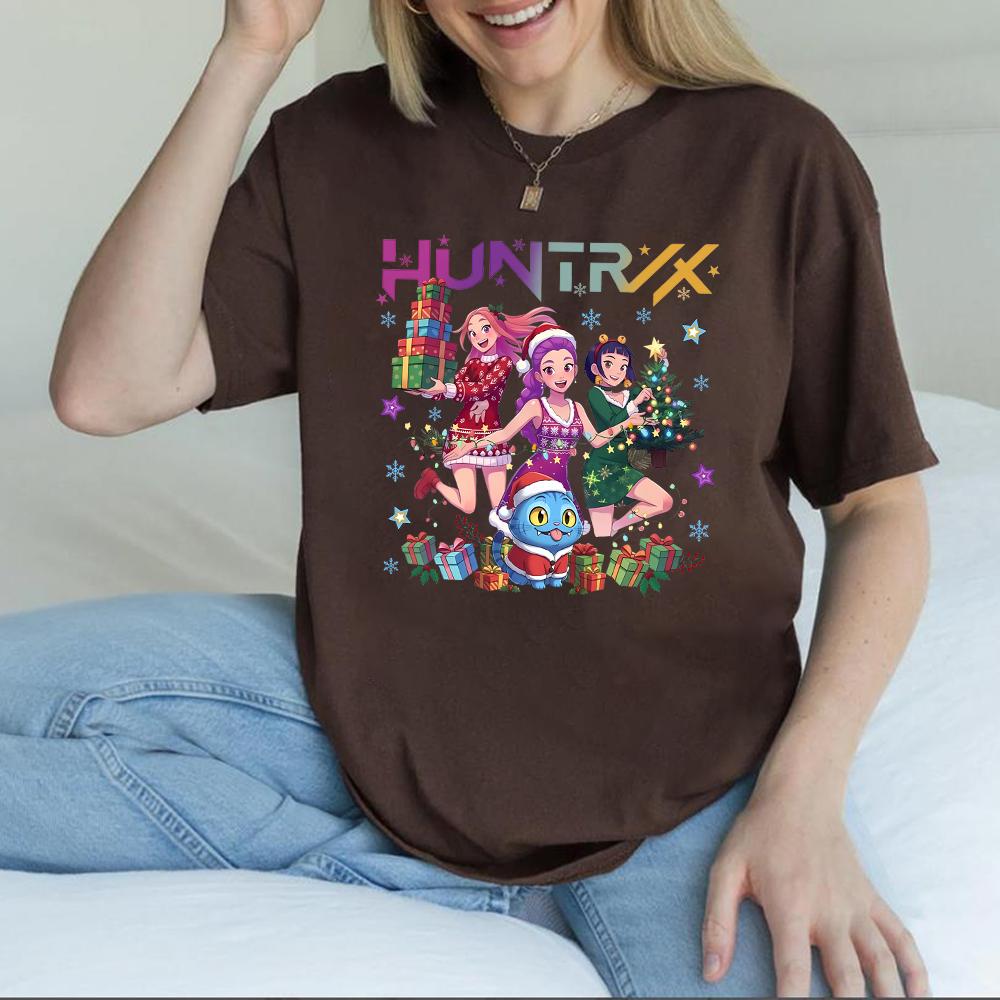 Рождественская футболка Huntrix Футболка Huntrix для девочек и Охотников на демонов Тигр Рождественская футболка Милые нелепые футболки с тигром Женский рождественский подарок