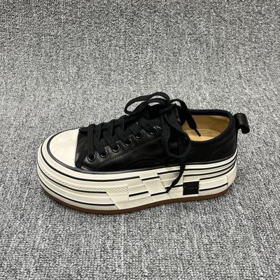 Европейская станция 2025 осень новые женские туфли платформа туфли на маффинах повседневные спортивные шнуровка увеличивающие рост туфли на доске европейские одинарные туфли