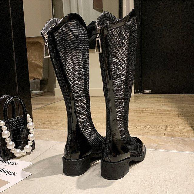 High Boots For Women Fashion Platform Martern Boot Hollow Long Boots Woman Sring Autumn 2023 New Mesh Sexy Knee -Length Boots