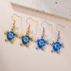 Skyrim Cute Blue Turtle Drop Earring Stainless Steel Gold Color Earrings Women Girls Sea Animal Tortoise Zircon Birthday Gift