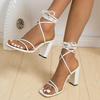 European and American Niche Straps High Heels Large Size Summer New Square Head Ankle Straps European and American High Heel Sandals