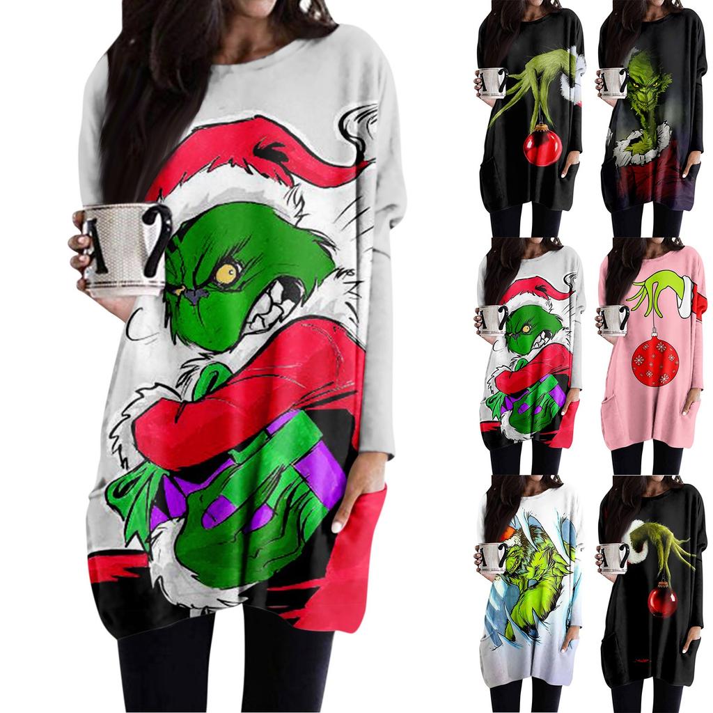 Женская футболка и весенне-осенние топы с круглым вырезом, длинными рукавами и карманным принтом стандартного кроя