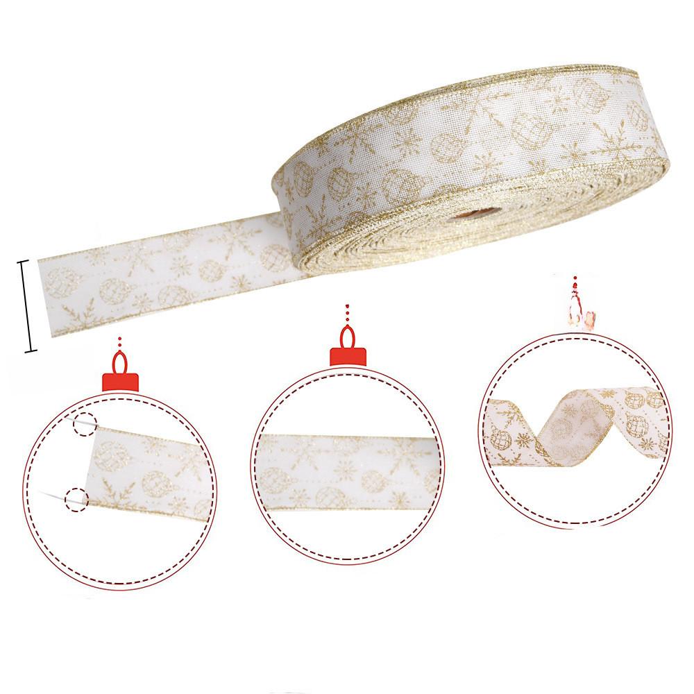 Праздничная рождественская декорация Пудровая лента с принтом для изготовления бантов и рукоделия