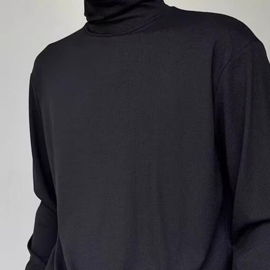 Men's Turtleneck Shirts Long Sleeve Pullover Tee Male Casual Slim Fit Undershirt Base Layer Top for Daily Sports Street