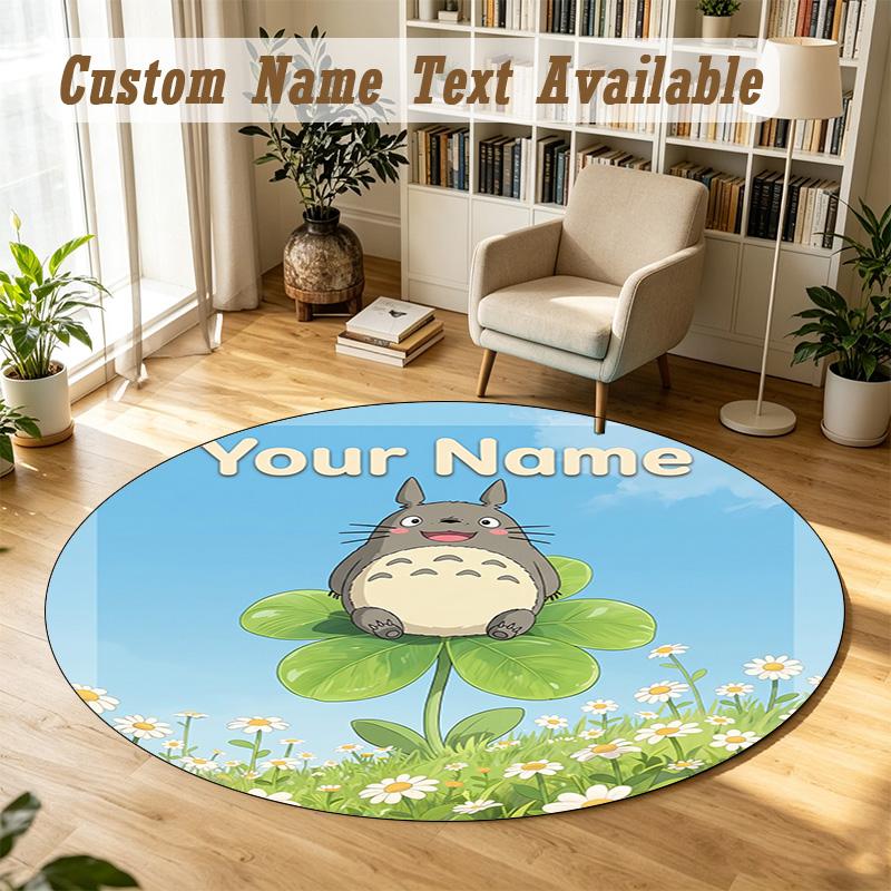 My Neighbor Totoro Personalized Round Rug Support Custom Name, Soft Home Decor Mat