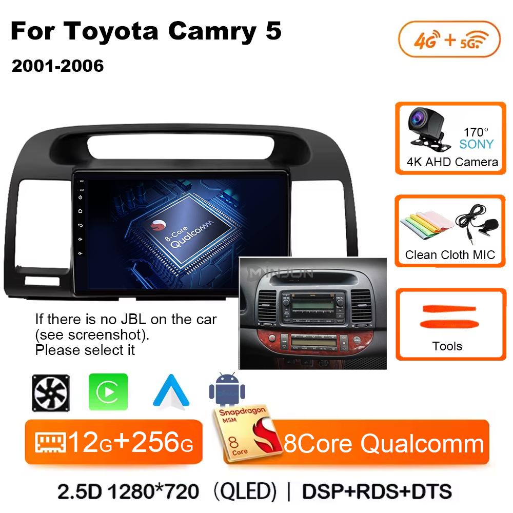 Qualcomm Car Radio Android 14 Wireless Car Play для Toyota Camry 5 2002 2003 2004-2006 Autoradio Multimedia Автомобильное автомобильное радио