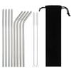 Metal Drinking Straw 304 Stainless Steel Colorful Straws Reusable Bent Straight Straw Set With Cleaner Brush Bar Party Accessory