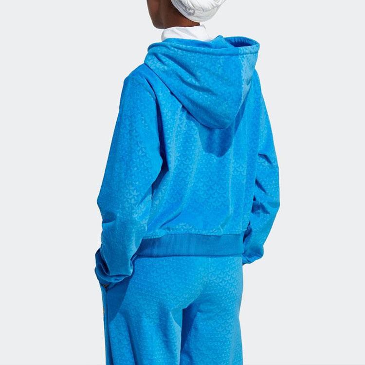 adidas Толстовка на молнии с логотипом Originals и кулиской, женские топы синего цвета IB2046