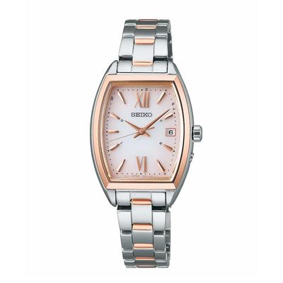 [Часы Seiko] Наручные часы Seiko Selection S Series женские Tonneau Type Solar Radio Wave SWFH126 женские Silver x Pink Gold