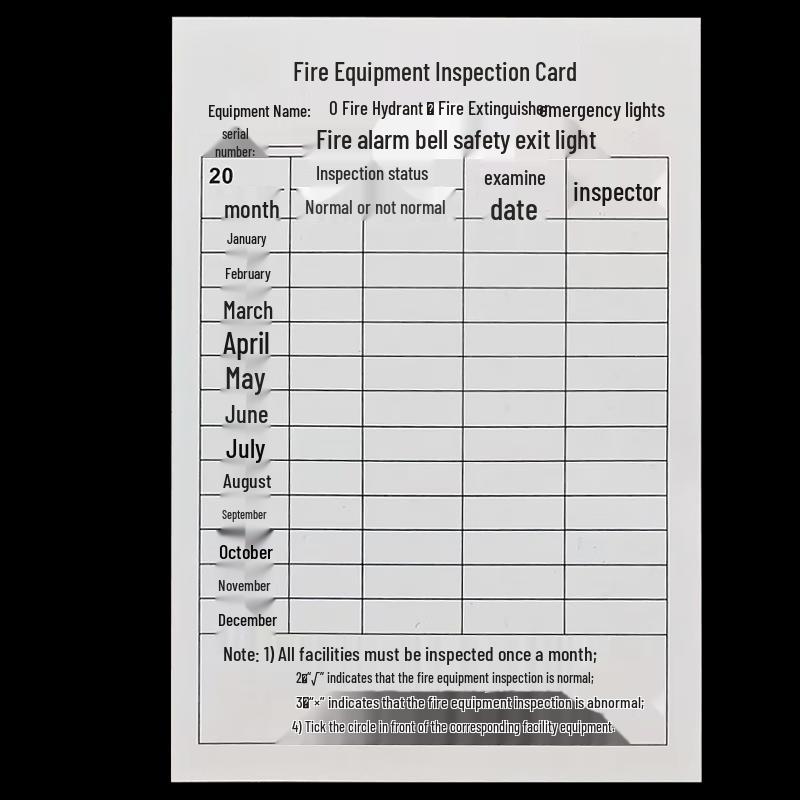 Fire Safety Equipment Inspection Card Set