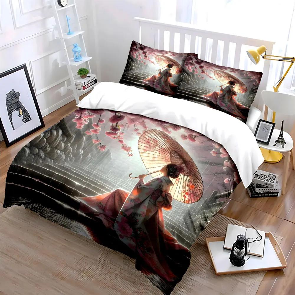 "Japanese Kimono Set for Festivals" Multiple sizes kid's and adults' bedroom Exquisite 3PC bedding set, gift
