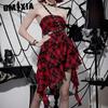 Summer Commute Plaid Dress Fashion Spice Irregular Strapless Dress Women