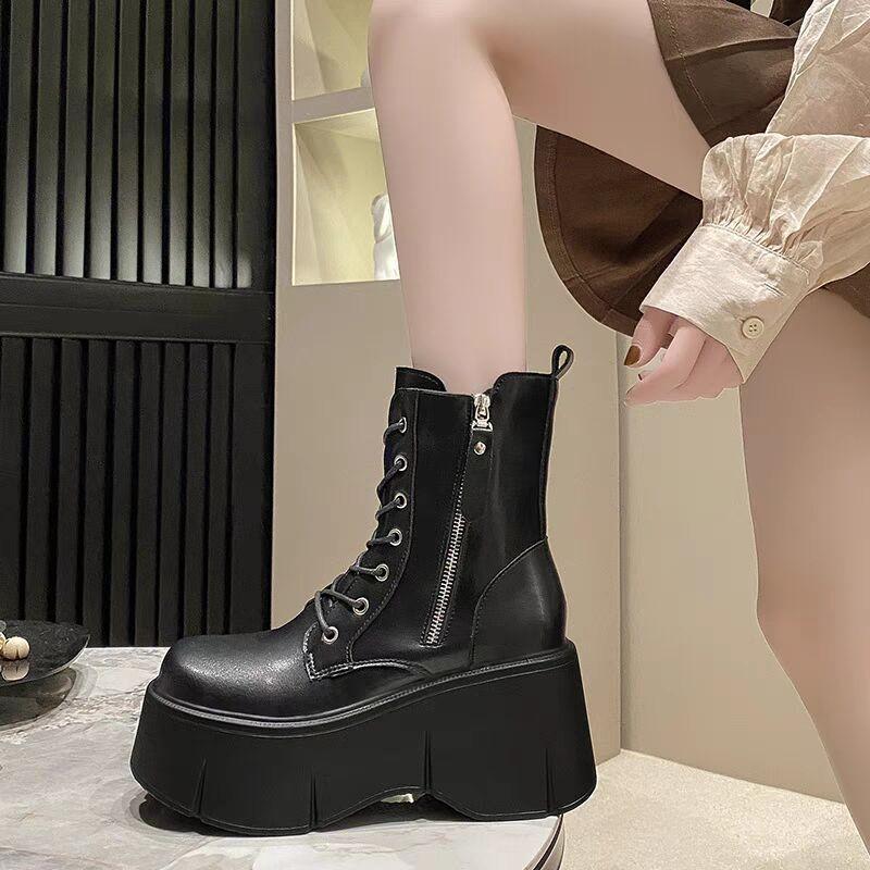 Мода 2024 года, горячая распродажа, новые износостойкие осенне-зимние женские ботинки с круглым носком, однотонные модные нескользящие женские туфли с боковой молнией