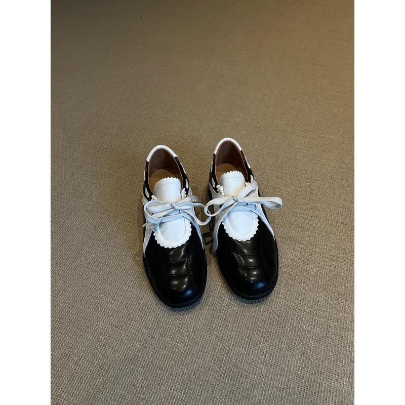 Овчина~ Толстая подошва, внутренняя высота 5 см, туфли Мэри Джейн, сочетание цветов, повседневная спортивная обувь, женская универсальная ретро-обувь на шнуровке, немецкий тренинг