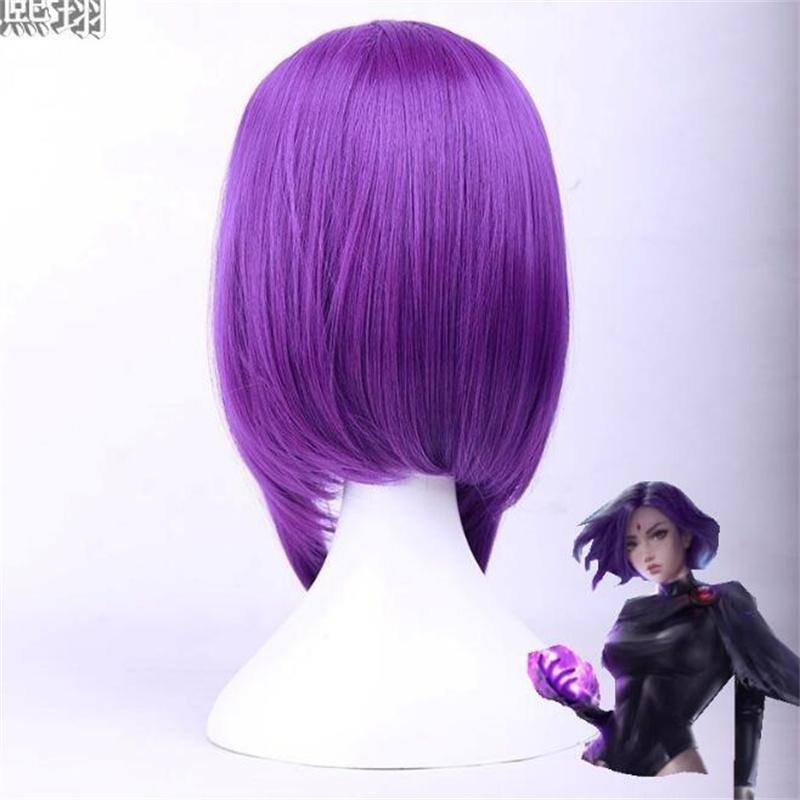 Высококачественные парики для косплея аниме Raven, фиолетовые короткие термостойкие синтетические волосы, парик для косплея Perucas + шапочка для парика