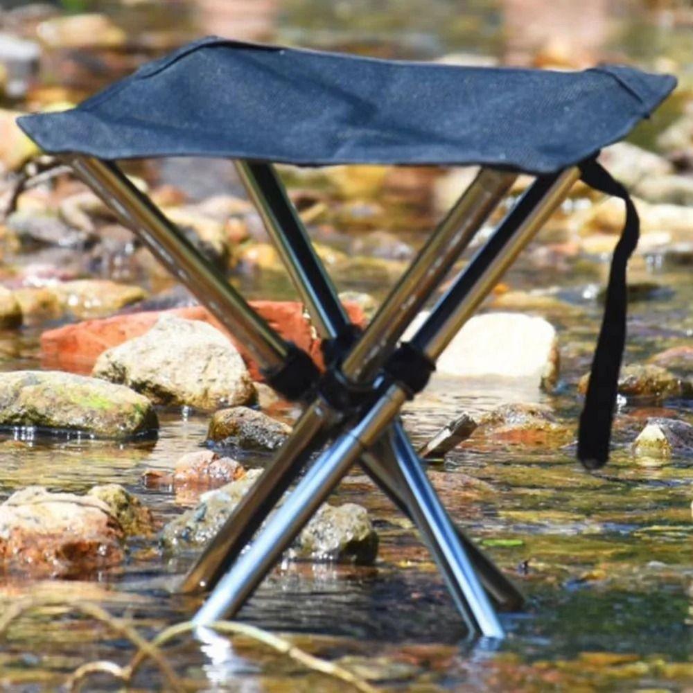Telescopic Design Collapsible Seat Stainless Steel Outdoor Stool Portable Folding Stool Picnic