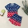 Мода для мальчиков девочек Повседневный комплект ко Дню независимости: футболка с круглым вырезом и короткими рукавами, шорты