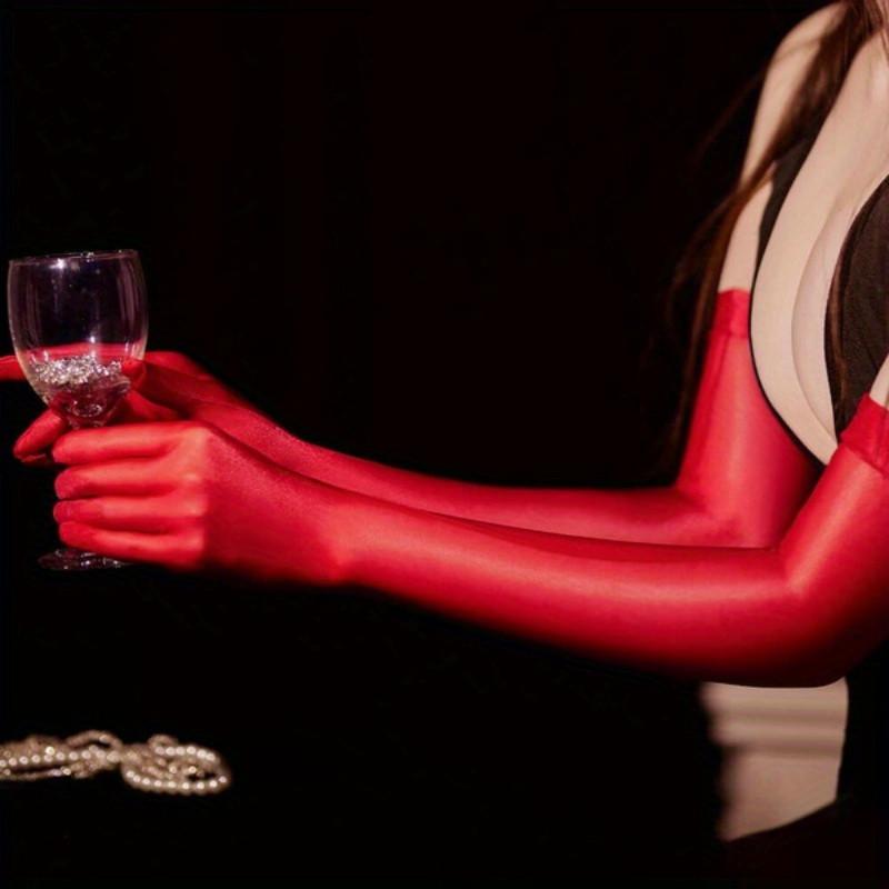 1 Pair Women Stretchy Silky Gloves Opera Gloves Over Elbow Ultra-thin Gloves Evening Party Costumes Accessories