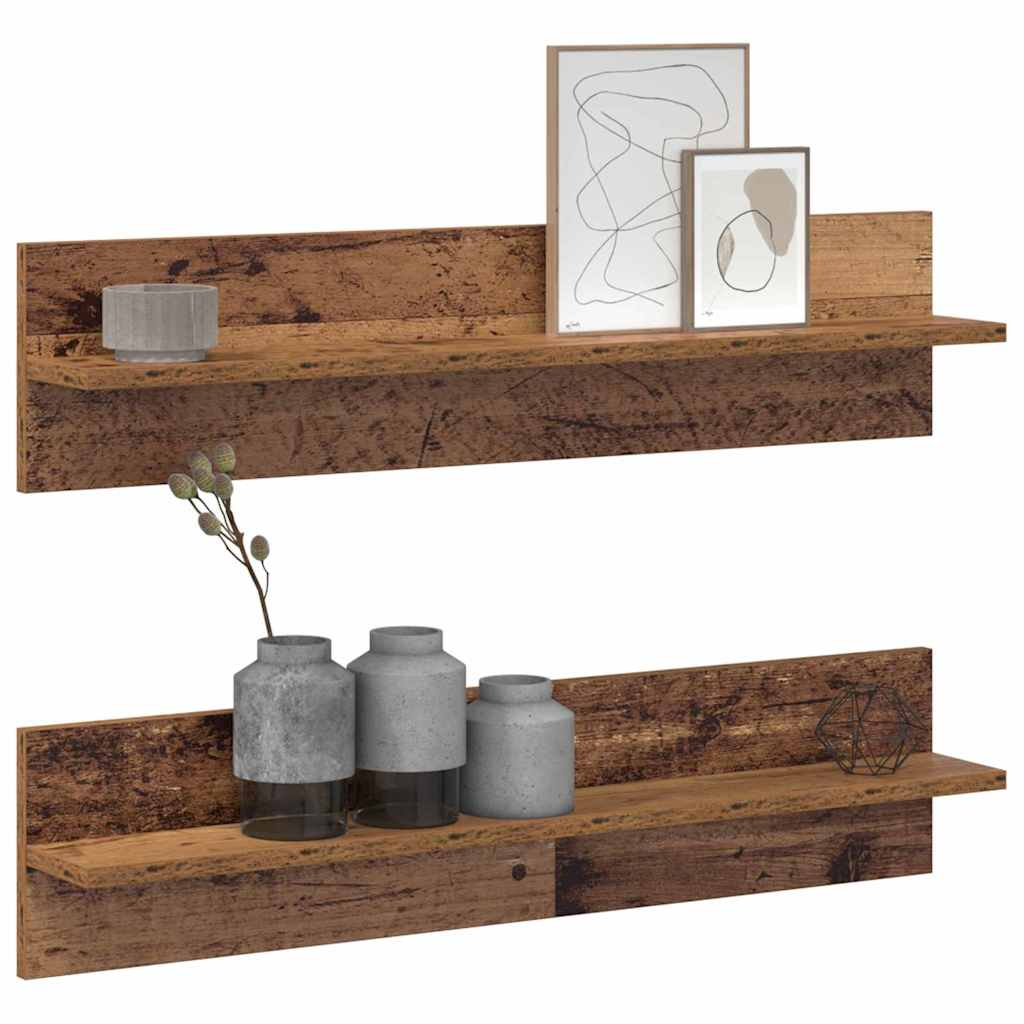 Wall Shelf Set 2 pcs Reclaimed Wood Look 80 x 11.5 x 18 cm Particleboard