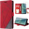 Case for Samsung Galaxy A15 4G-5G - Shockproof - 2 Tempered Glasses - Card Pocket - Adjustable Stand - Red