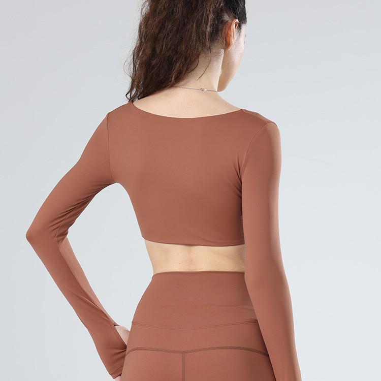 Женская стильная весенняя одежда для йоги — с коротким и длинным рукавом, с накладкой на грудь, удобная и сексуальная одежда для фитнеса