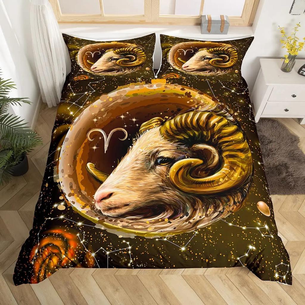 Twelve Constellation Duvet Cover Set Leo Comforter Cover Set Lion African Safari Animals Bedding Set Galaxy Tie Dye Quilt Covers