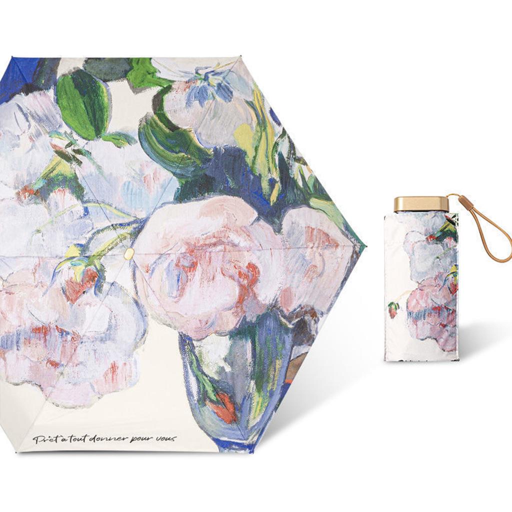 Women's Mini Black Rubber Sunscreen UV Sunshade Umbrella Compact and Convenient Capsule Sun Umbrella Six Fold Umbrella