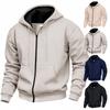 Men's Fall And Winter Warm Fleece Functional Hooded Zipper Casual Hoodie