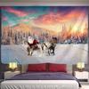 Christmas Fireplace and Snow Wall Hanging Merry Christmas Tapestry Home Decor Christmas Gifts Printed Tapestry